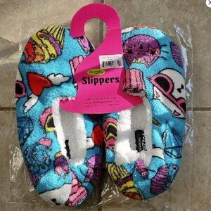 Kids Colorful Fuzzy Slippers With Cats, Size L